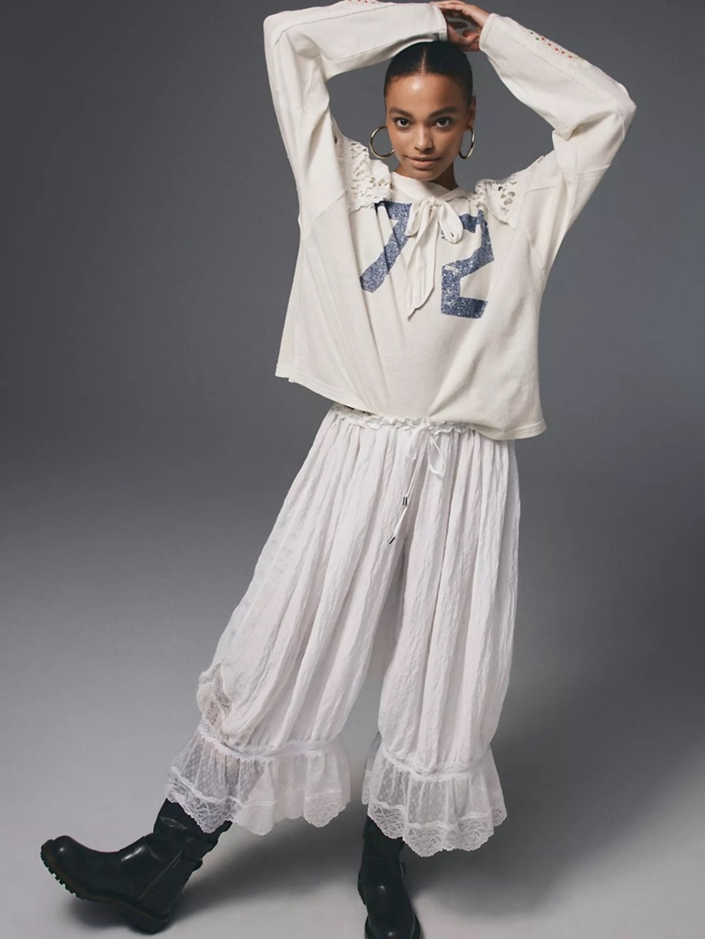 NWT Free People Forever Young Bloomer Pants in Whit Alyssum size S - Picture 5 of 8